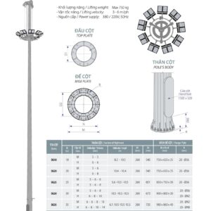 Trụ đèn nâng hạ 14m